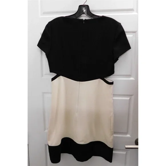 Emilio Pucci Black Ivory Wool Blend Cut‎ Out Stretchy Dress Italy sz 8